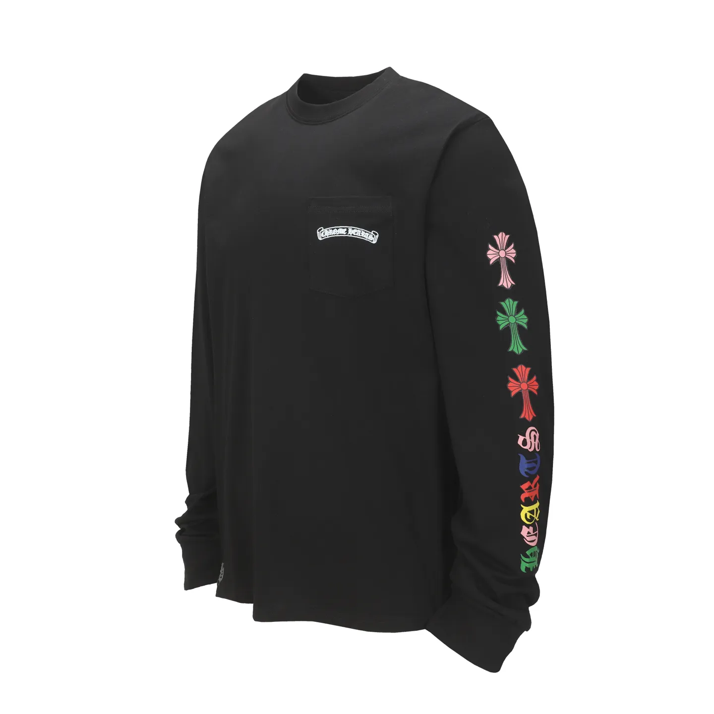 P160 -Chrome Hearts/Chrome Hearts Colorful Cross ✝️Sanskrit letters explosive long-sleeved T-shirt -High weight, high density and high quality. The wool is soft, delicate and skin-friendly. It feels soft and silky. It has excellent warmth and skin-friendly properties.